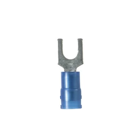Panduit Fork Terminal, #6 Stud Size, 14 AWG, Nylon Insulated, Blue, 1000 PK PN14-6FN-M